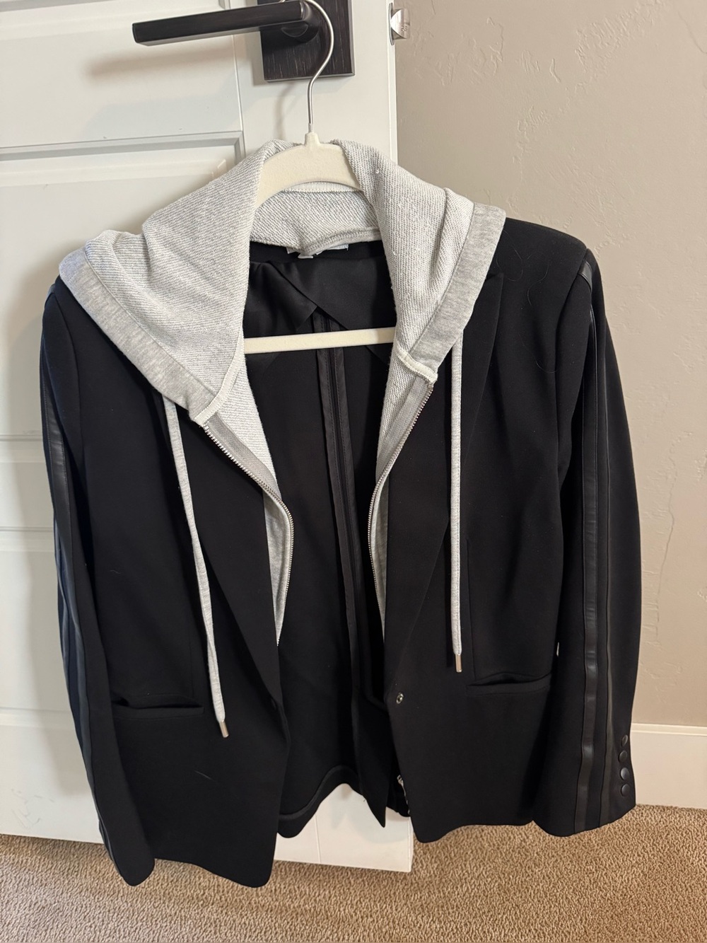 Women’s Black Blazer with Grey Hooded Insert